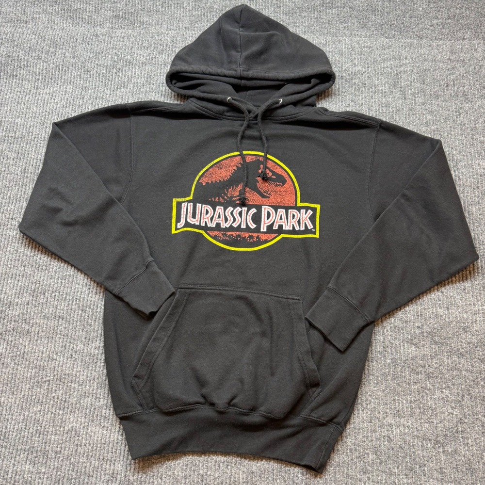 Jurassic Park‎ Universal Studios Black Hoodie S Graphic Movie Y2K Geek Retro